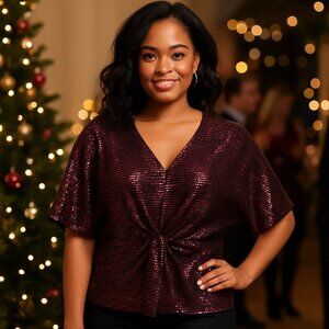 #057 SLOANE & SADIE | NWT | Red Sparkle Top - Women's 2X